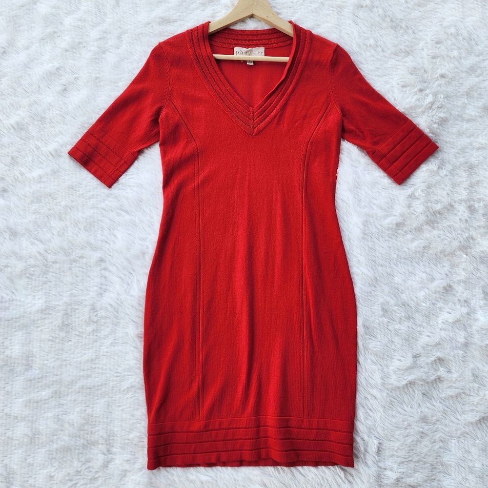 Philosophy Red Knit V-neck Dress
